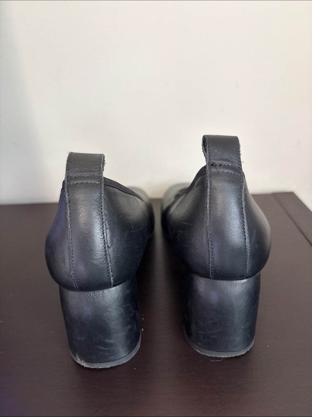 Anthropologie Glove Ballet Block Heels Shoe Black Leather Sz 38 US Sz 7-7.5 - Picture 4 of 10